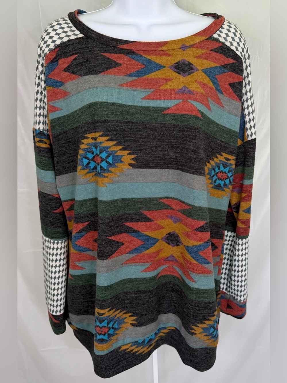 7th Ray Aztec Southwestern Tunic Sweater Top Boho Western L